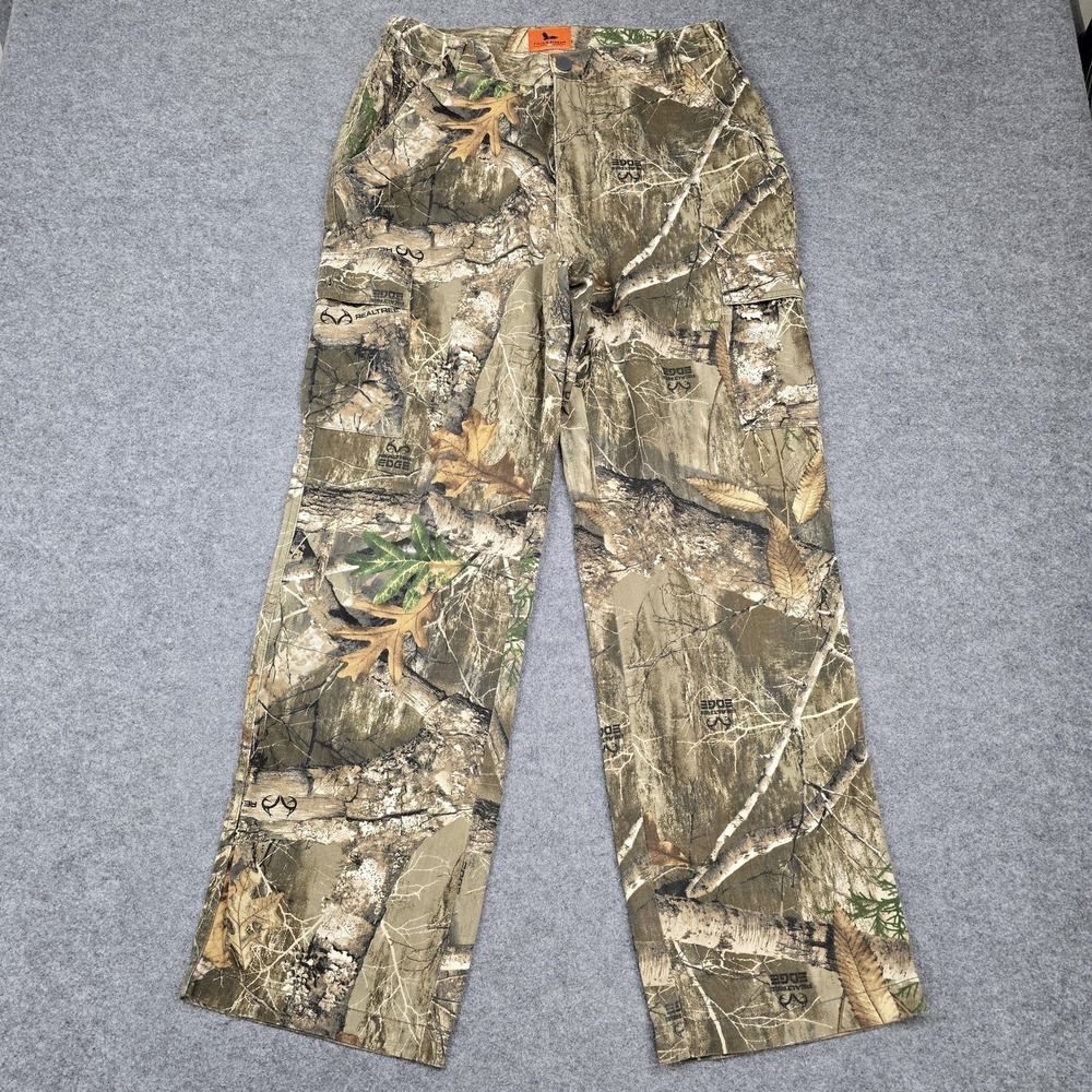 Field & Stream Pants Mens Medium Camo Cargo Canvas Realtree Edge‎ Hunting